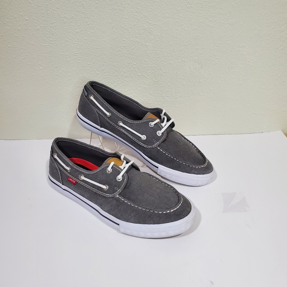 Levi's Men's Gray Canvas Loafers Boat Shoes Size 10½